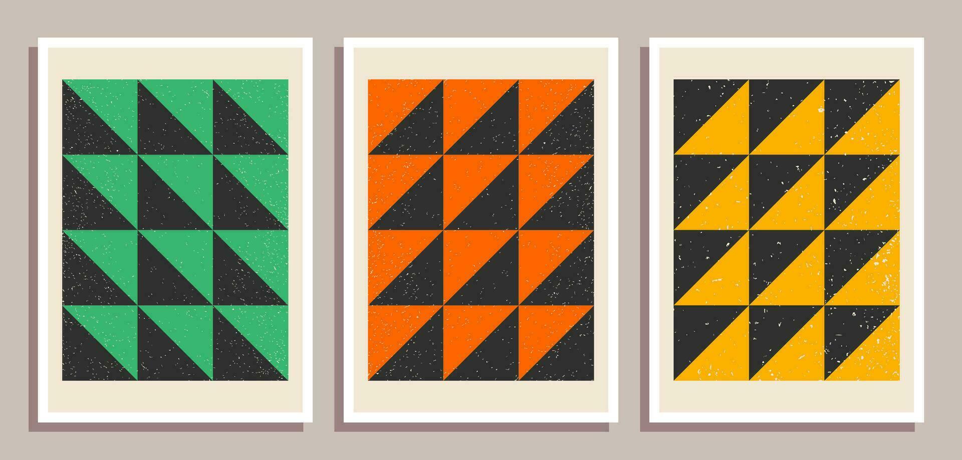 conjunto de mínimo retro geométrico diseño carteles conjunto de contemporáneo Arte pared decoración. geométrico formas póster cubrir antecedentes. vector