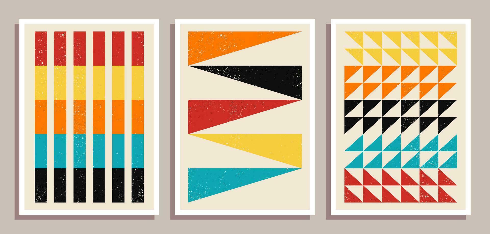 Set of minimal retro geometric design posters. Set of contemporary art wall decoration. Geometric shapes poster cover background. vector