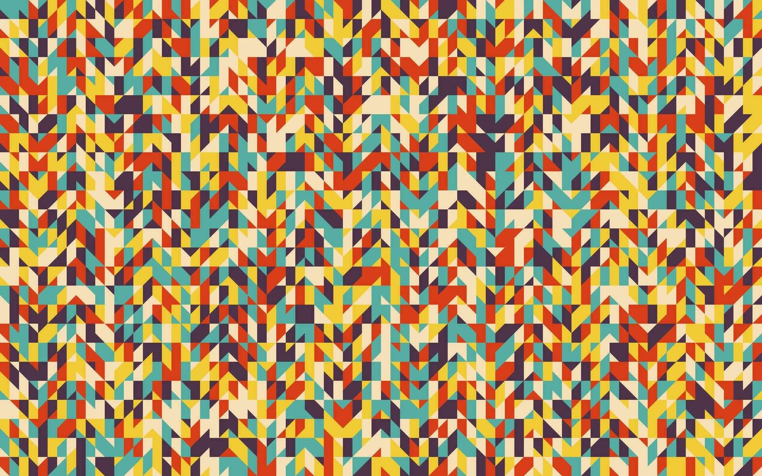 Retro vintage seamless pattern. Geometric classic pattern in random colorful color theme palette vector