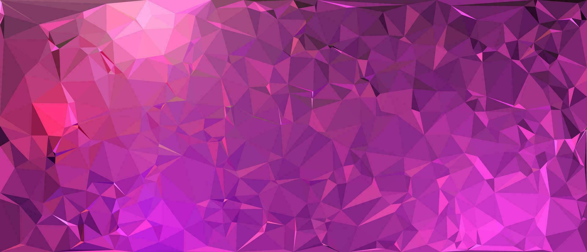 Triangle poly prism background with glowing illuminating light in pink purple tone color mosaic style pattern. vector