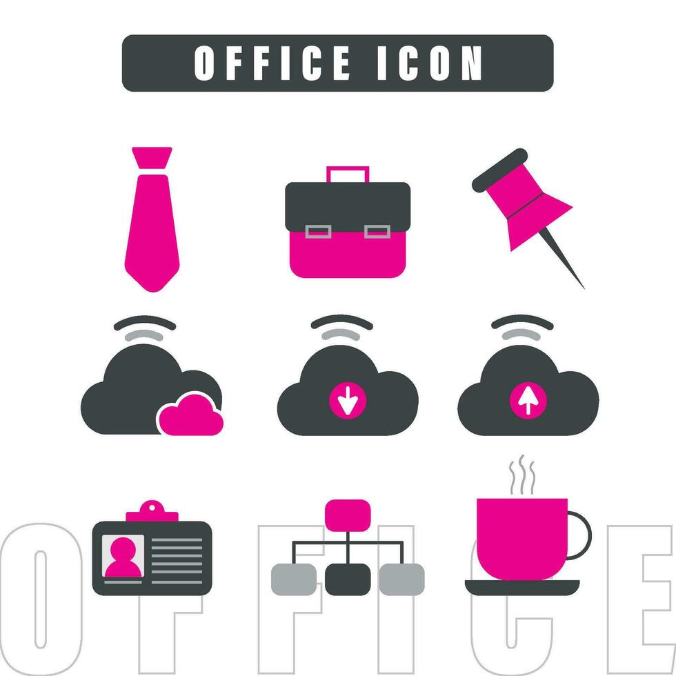 Set of different office icons Vector illustration