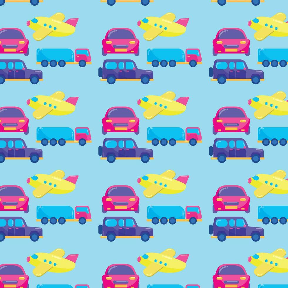 pattern background with vehicle icons Vector illustration