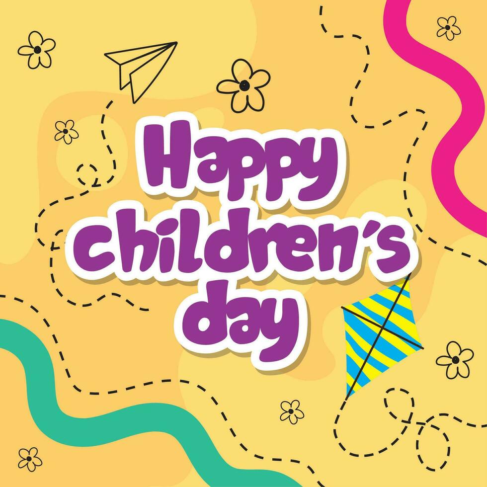 Happy children day background with sketches Vector illustration