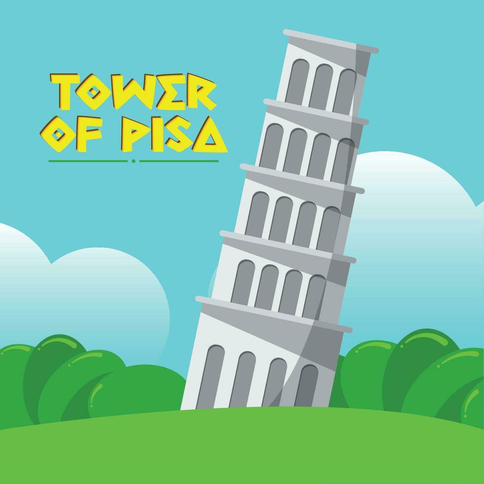 Tower of Pisa landmark Travel to Italy Vector illustration