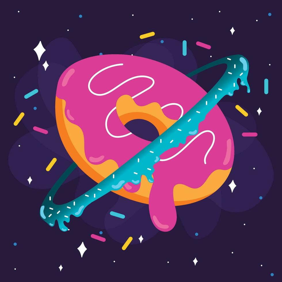 Isolated abstract plantet with donut shape Cosmic star Vector illustration