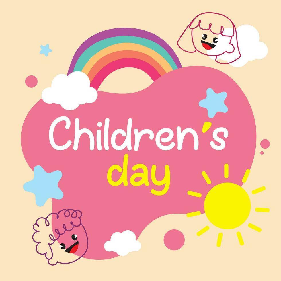 Happy children day background with kid sketches Vector illustration