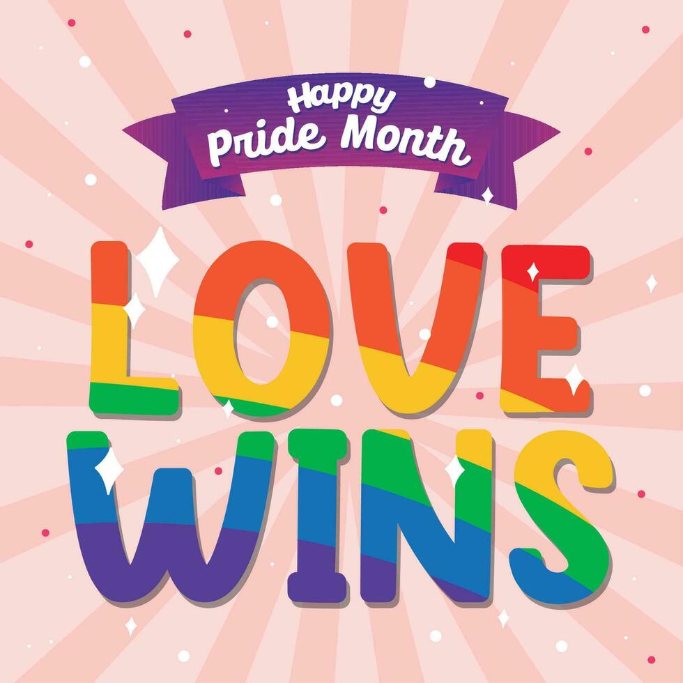 Happy pride month lettering poster Vector illustration