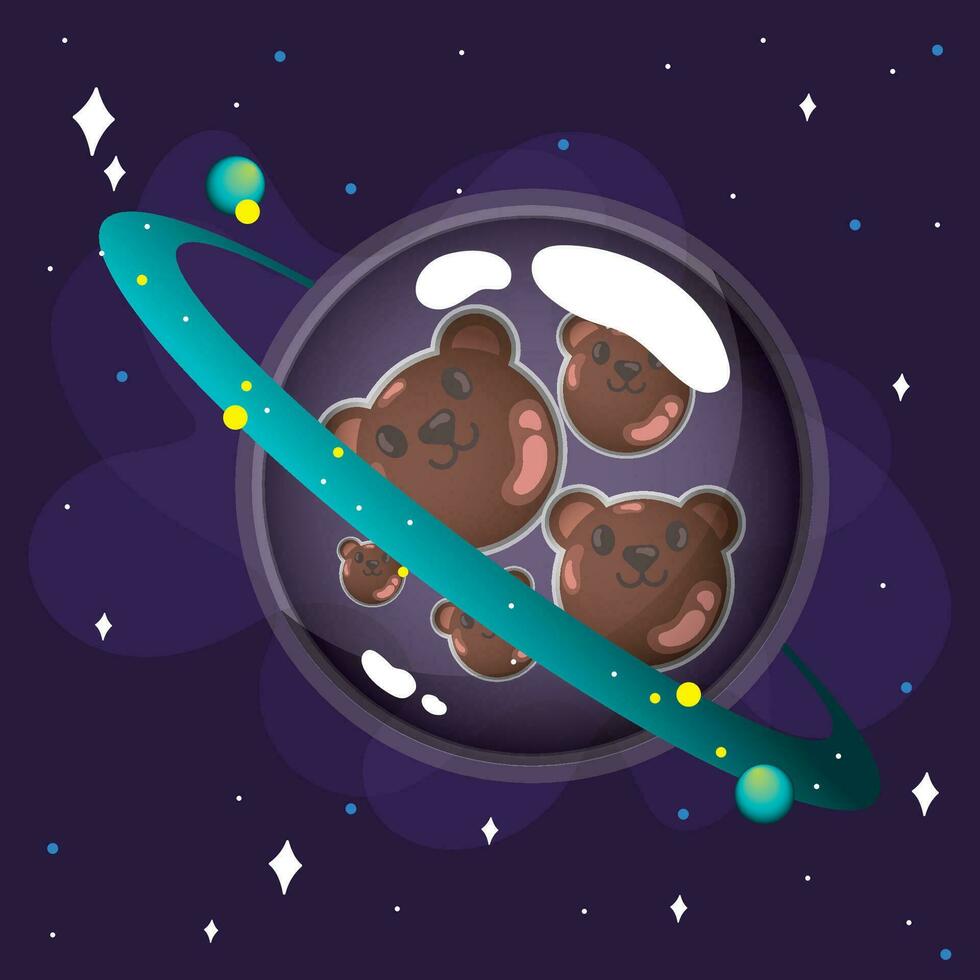Isolated abstract plantet with gummy bears Cosmic star Vector illustration