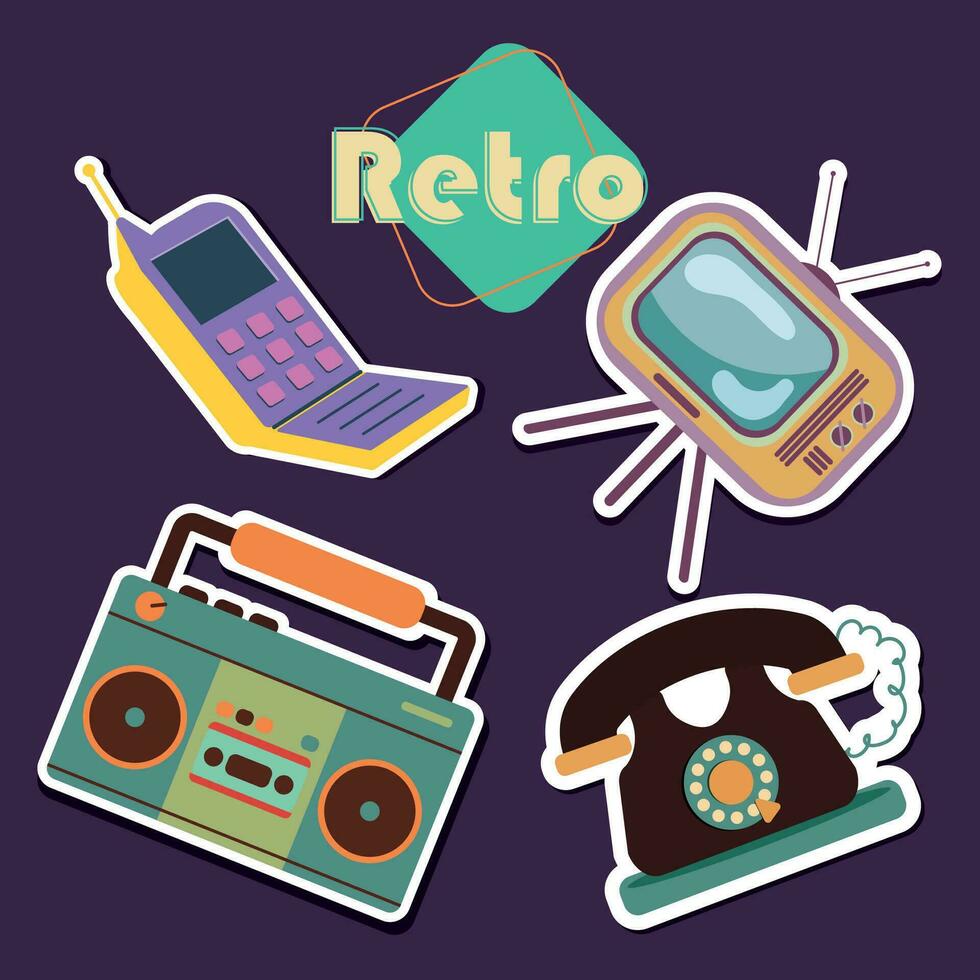 retro y nostálgico antecedentes con antiguo dispositivos vector ilustración