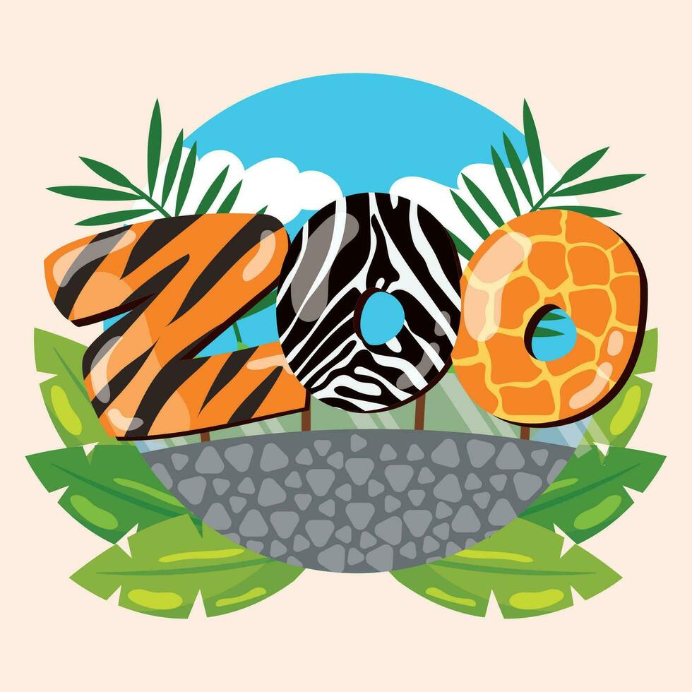 Colored zoo lettering Vector illustration