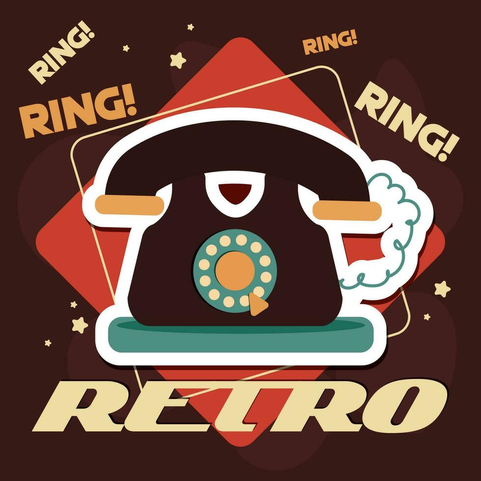 Retro and nostalgic background with an old telephone Vector illustration