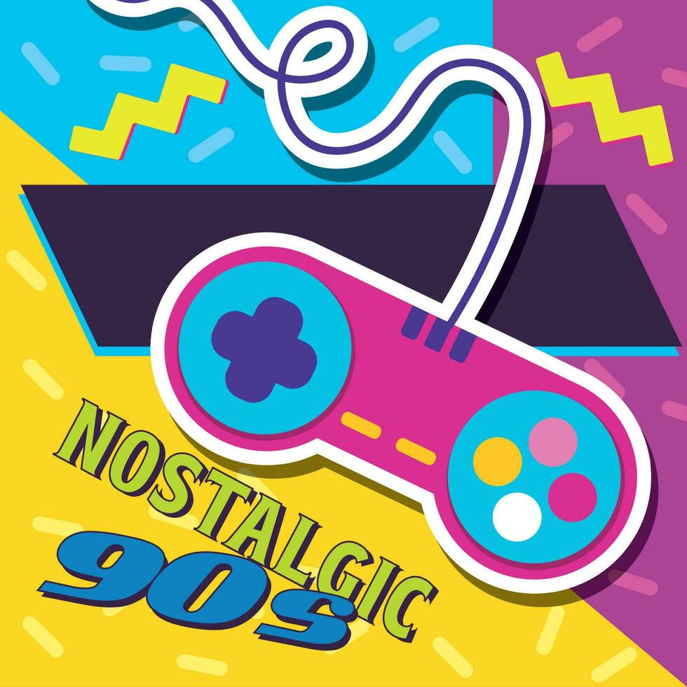 Retro and nostalgic background with videogame joystick Vector illustration