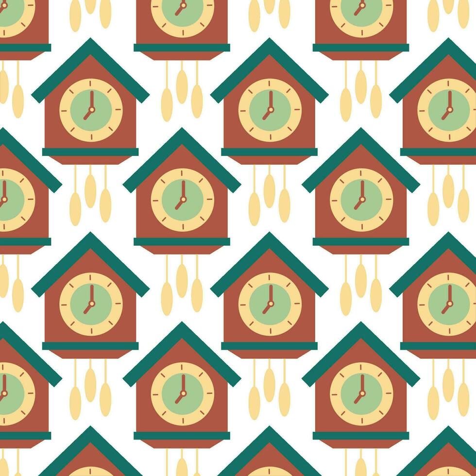 Retro bird clock Pattern background Vector illustration