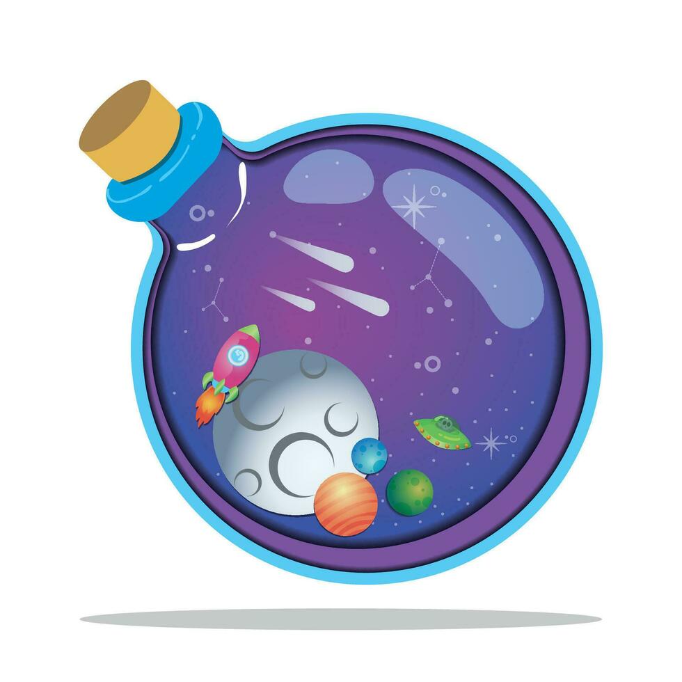 Layered cartoon view of outer space Vector illustration