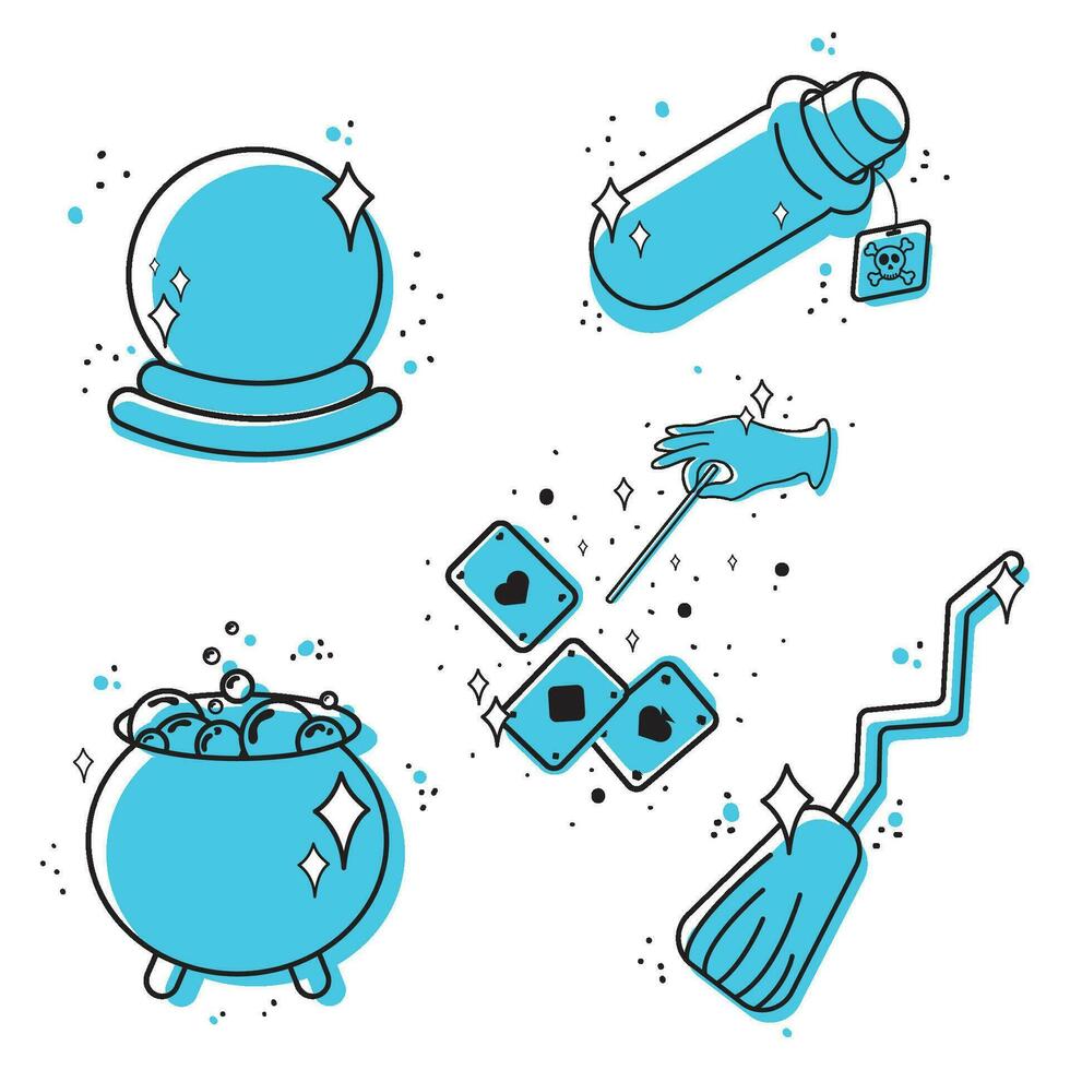 conjunto de diferente magia íconos vector ilustración