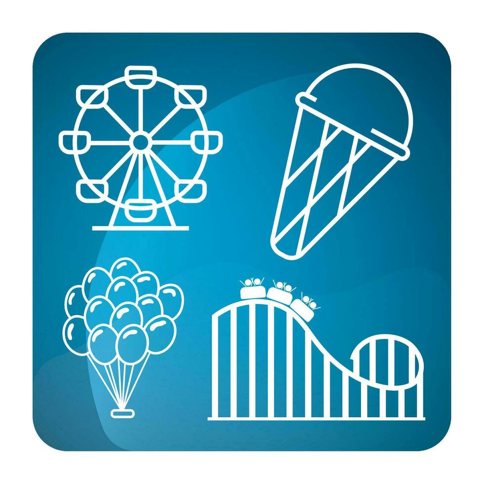 Set of carnival amusement park icons Vector illustration