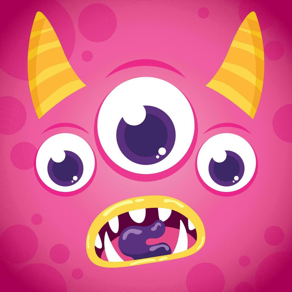 Pink monster avatar with pair of horns Vector illustration