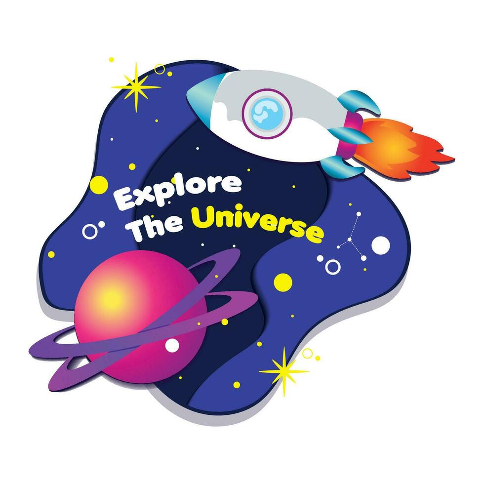 Layered cartoon view of outer space Vector illustration