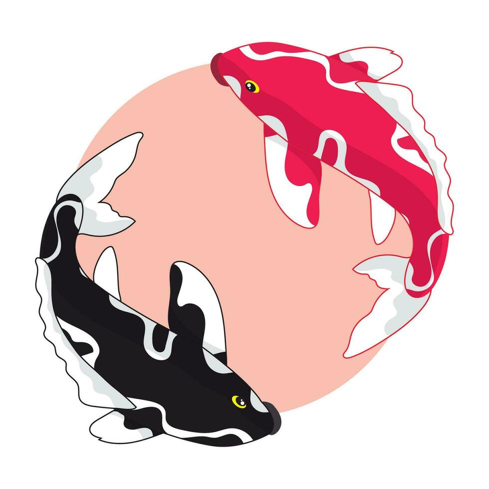 Isolated pair of traditional japanese fish Japan Vector illustration