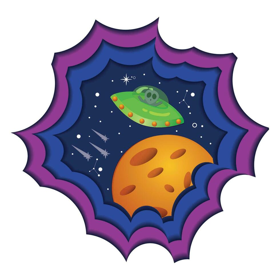 en capas dibujos animados ver de exterior espacio vector ilustración