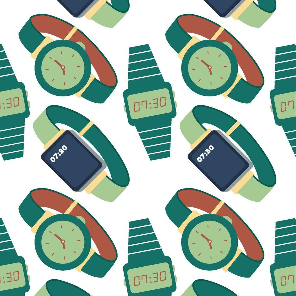 Wrist watch icon Pattern background Vector illustration