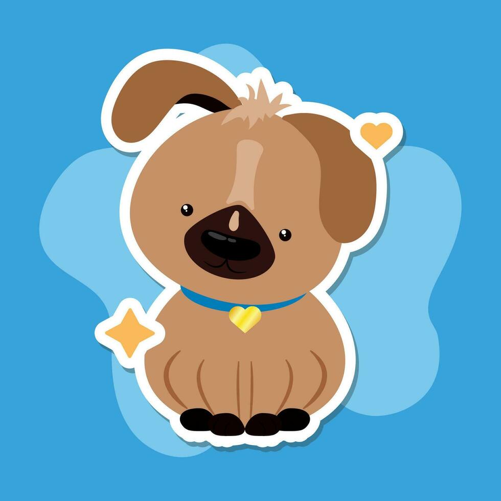 Ilustración de vector de personaje de dibujos animados de perro lindo aislado