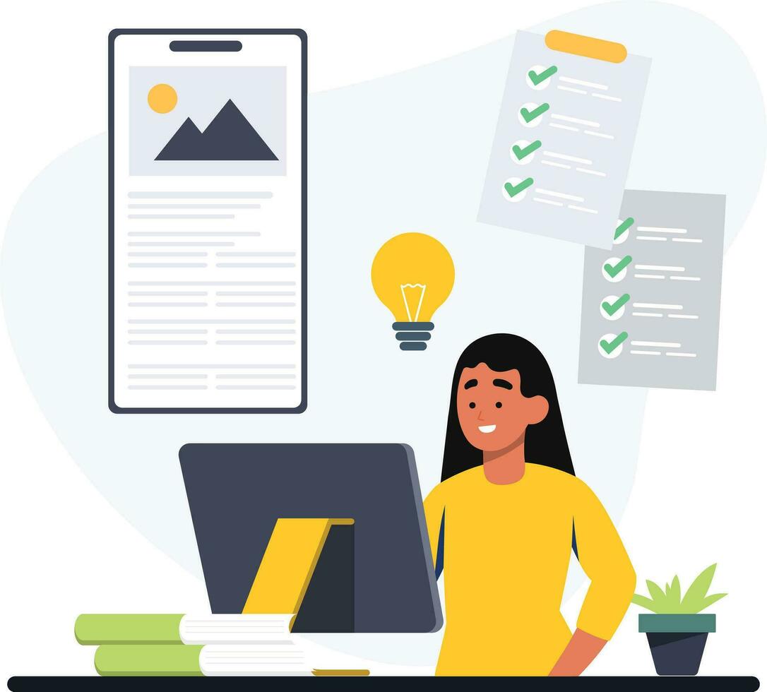 Content Creators and Blog Writing concepts vector