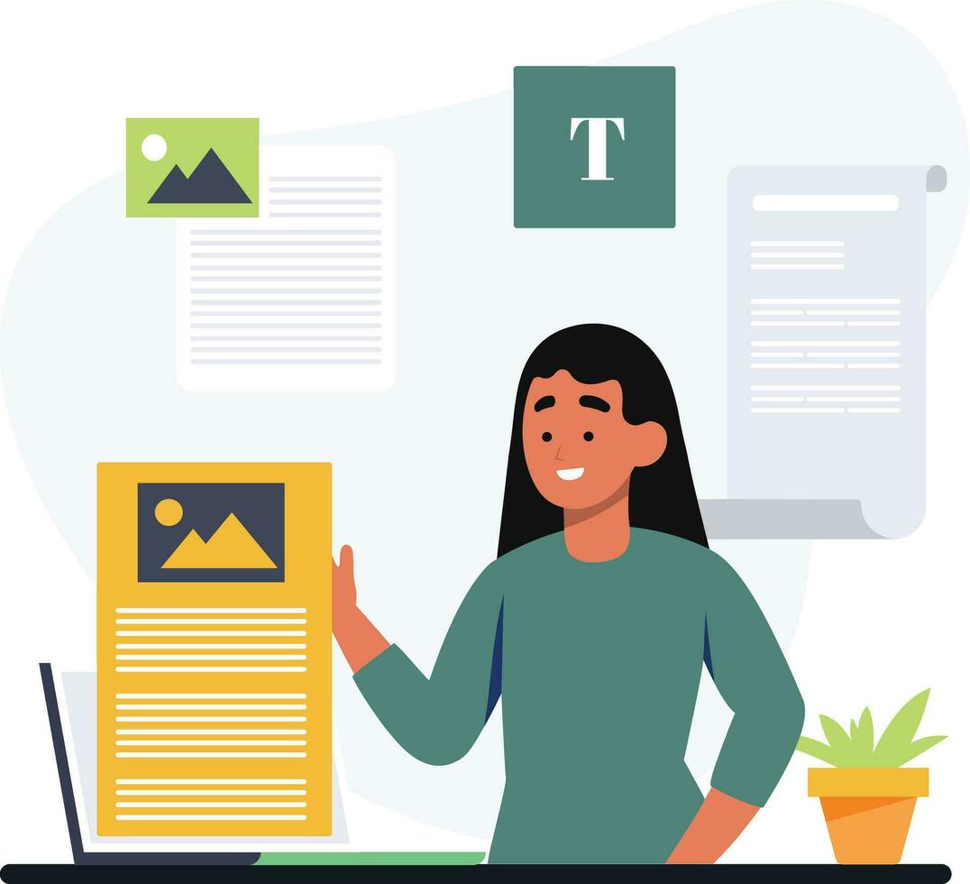 Content Creators and Blog Writing concepts vector