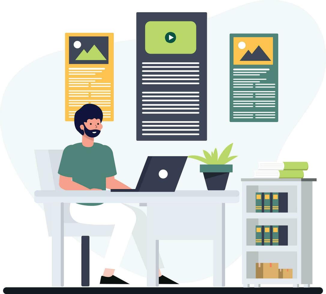 Content Creators and Blog Writing concepts vector