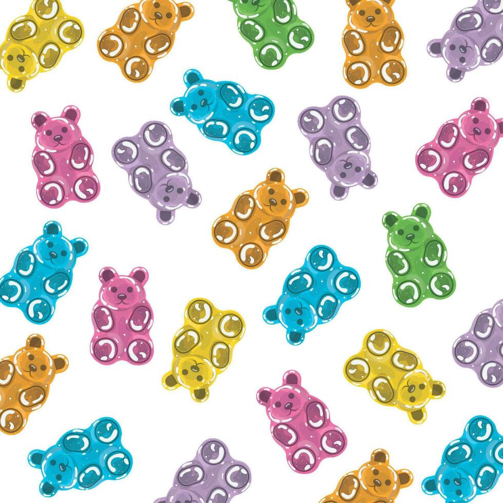 Pattern white background with gummy bears Vector illustration