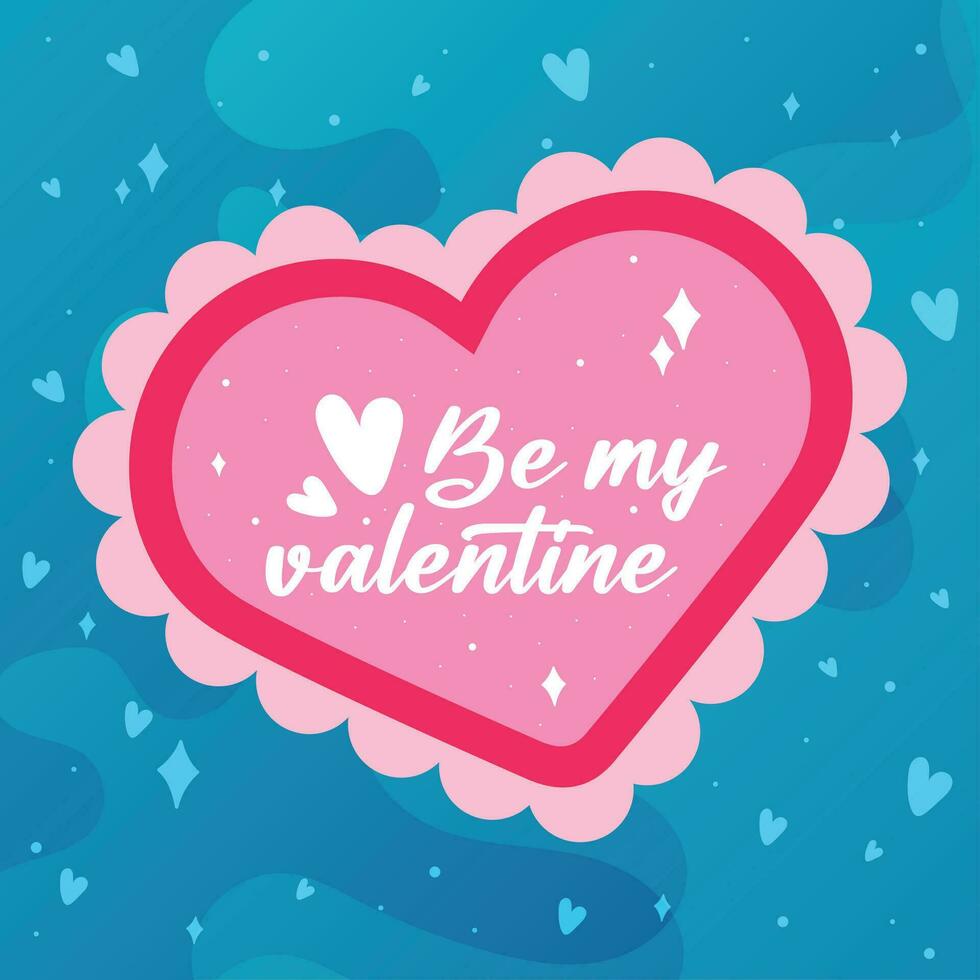 Isolated heart shape sticker with text Valentine day poster Vector illustration