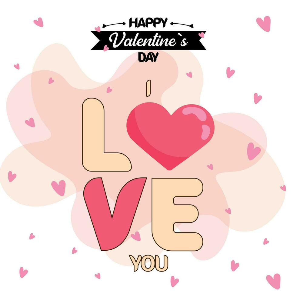 Cute valentine day poster with text and heart shapes Vector illustration