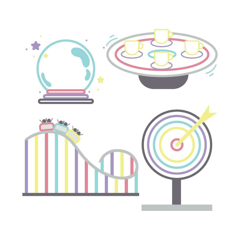 Set of carnival amusement park icons Vector illustration