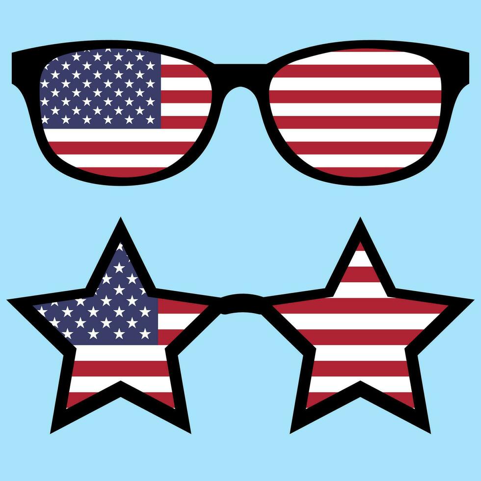 Glasses of american flag, vector