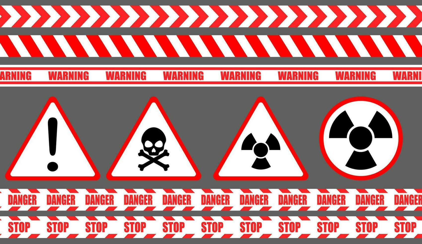 Warning label, warning tape, danger signs vector. vector