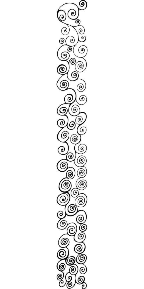 vector swirl border with black silhouette in doodle style