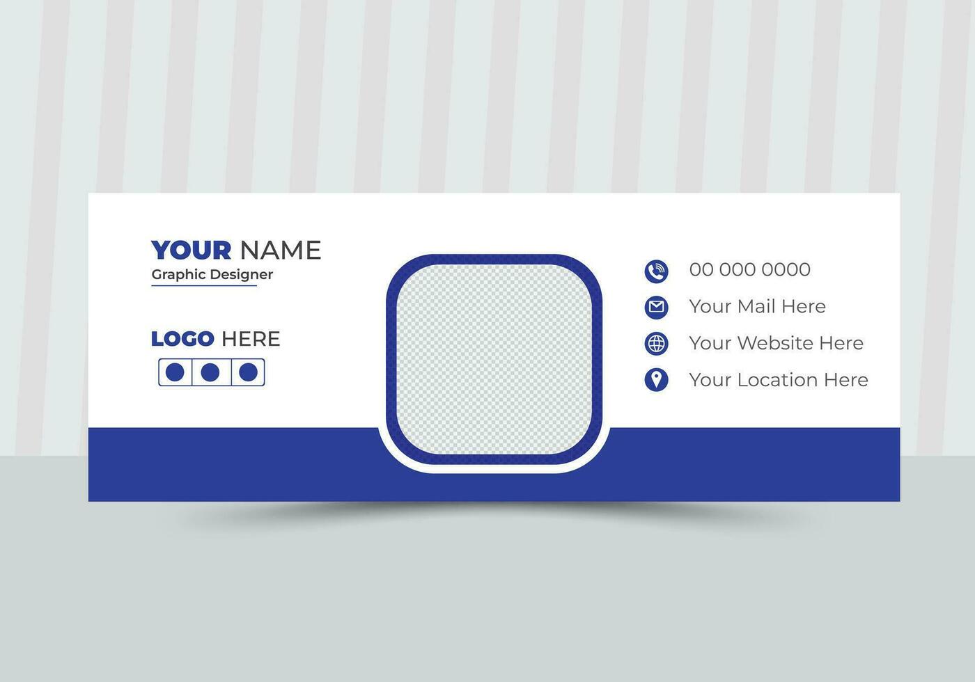 minimal style and Standard simple email signature template in horizontal design vector