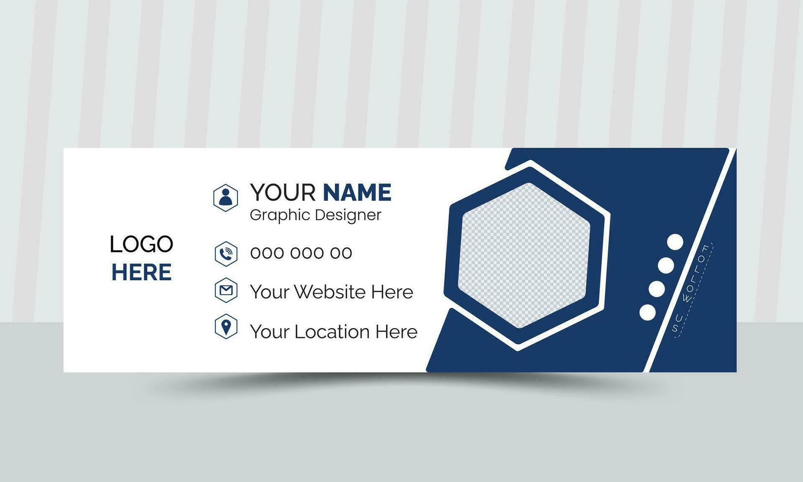 minimal style and Standard simple email signature template in horizontal design vector