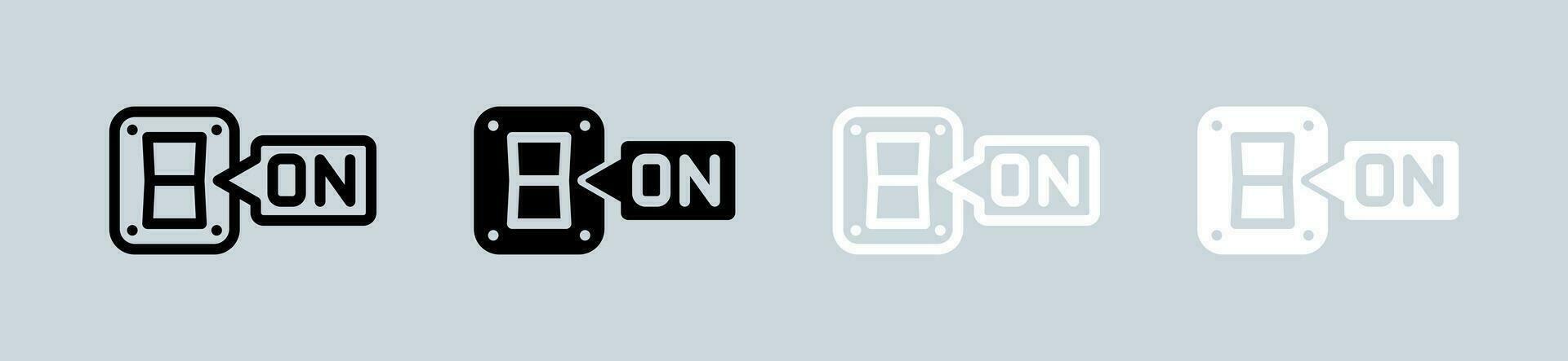 Switch on icon set in black and white. Buttons signs vector illustration.