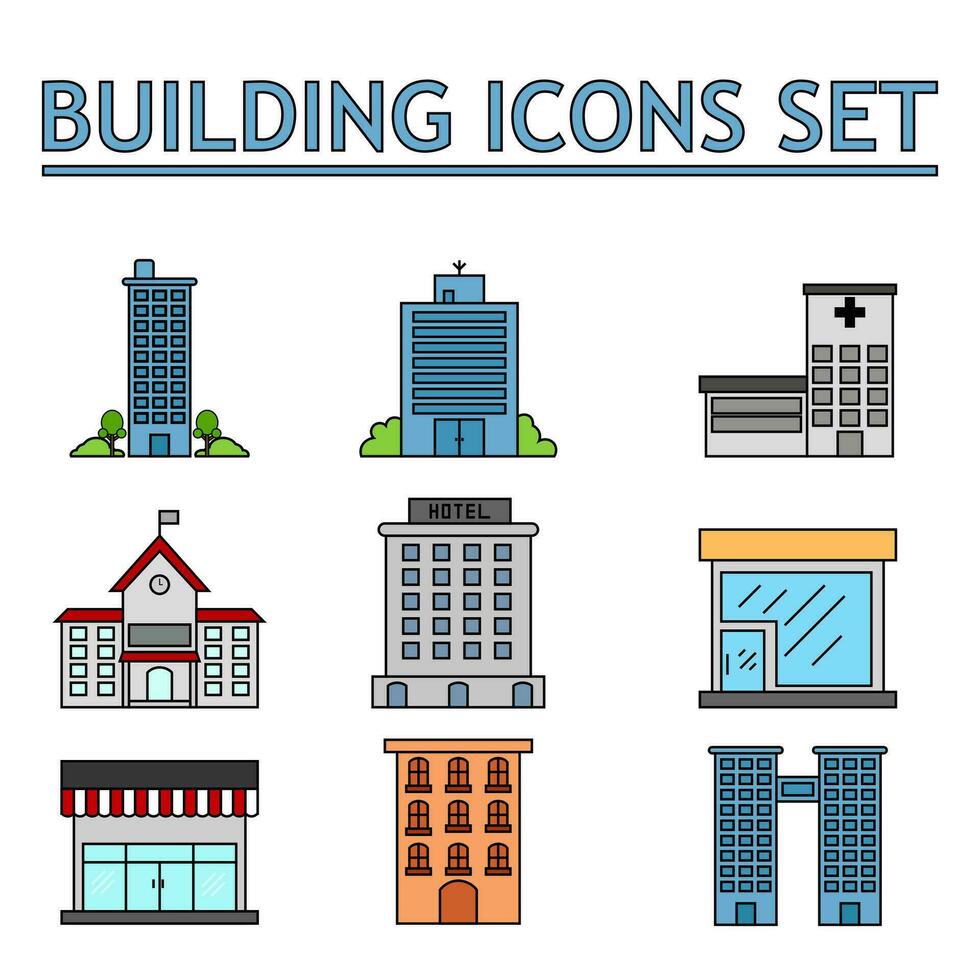 Icons about buildings and businesses. vector