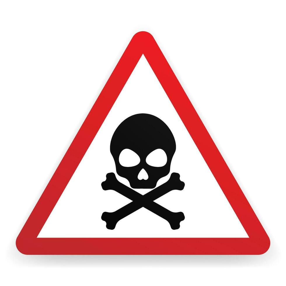 Danger warning sign with skull symbol. vector