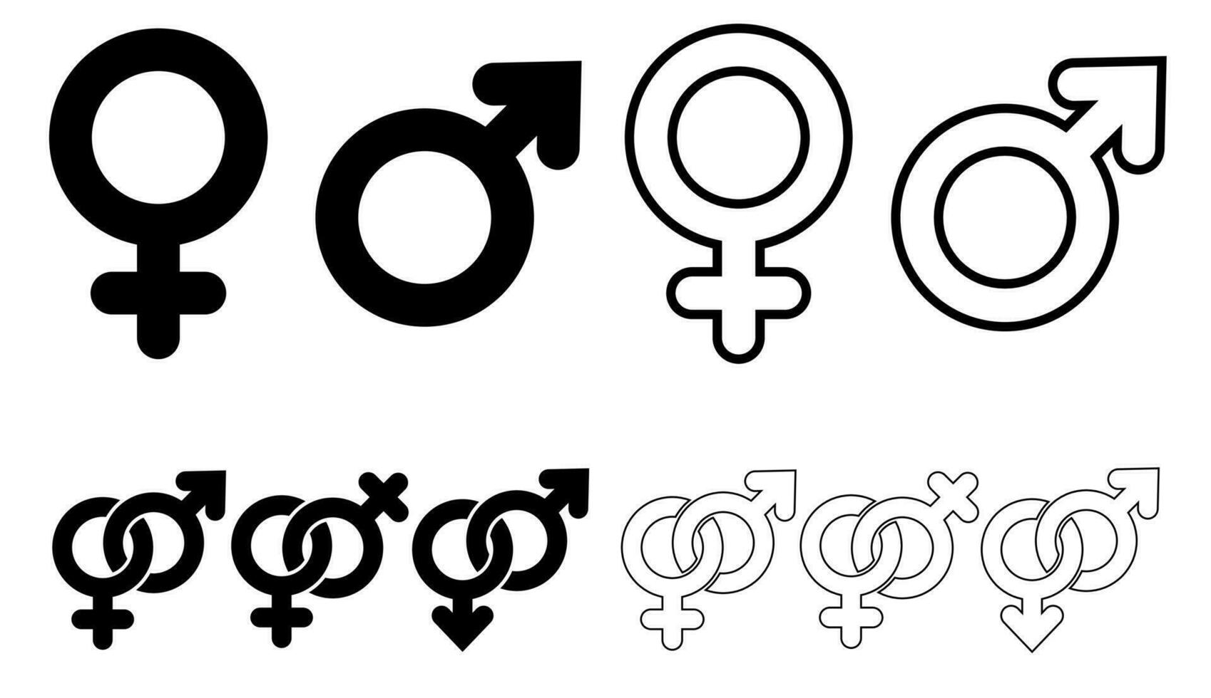 Male and female symbol icon set, vector. vector