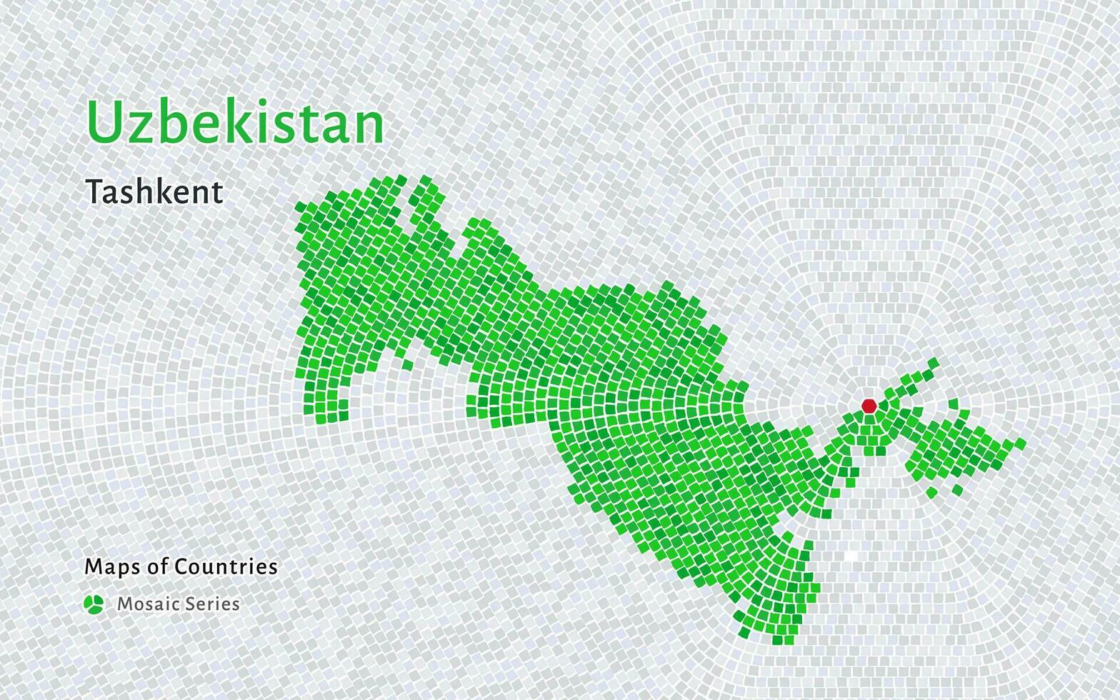 Uzbekistan Map with a capital of Tashkent Shown in a Mosaic Pattern vector