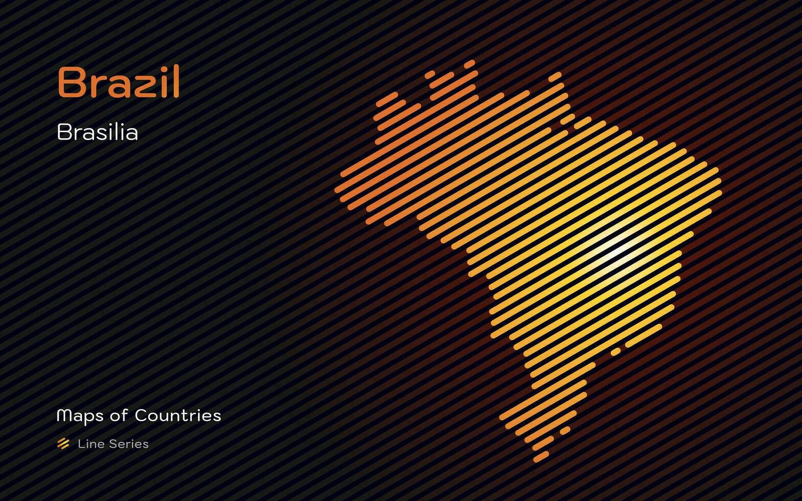 creativo oro mapa de Brasil. político mapa. brasilia. capital. mundo países vector mapas serie. línea modelo serie