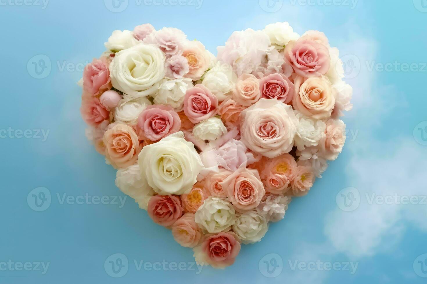 AI generated Festive Heart of Blooms - A Beautiful Background for Creativity - Generative AI photo