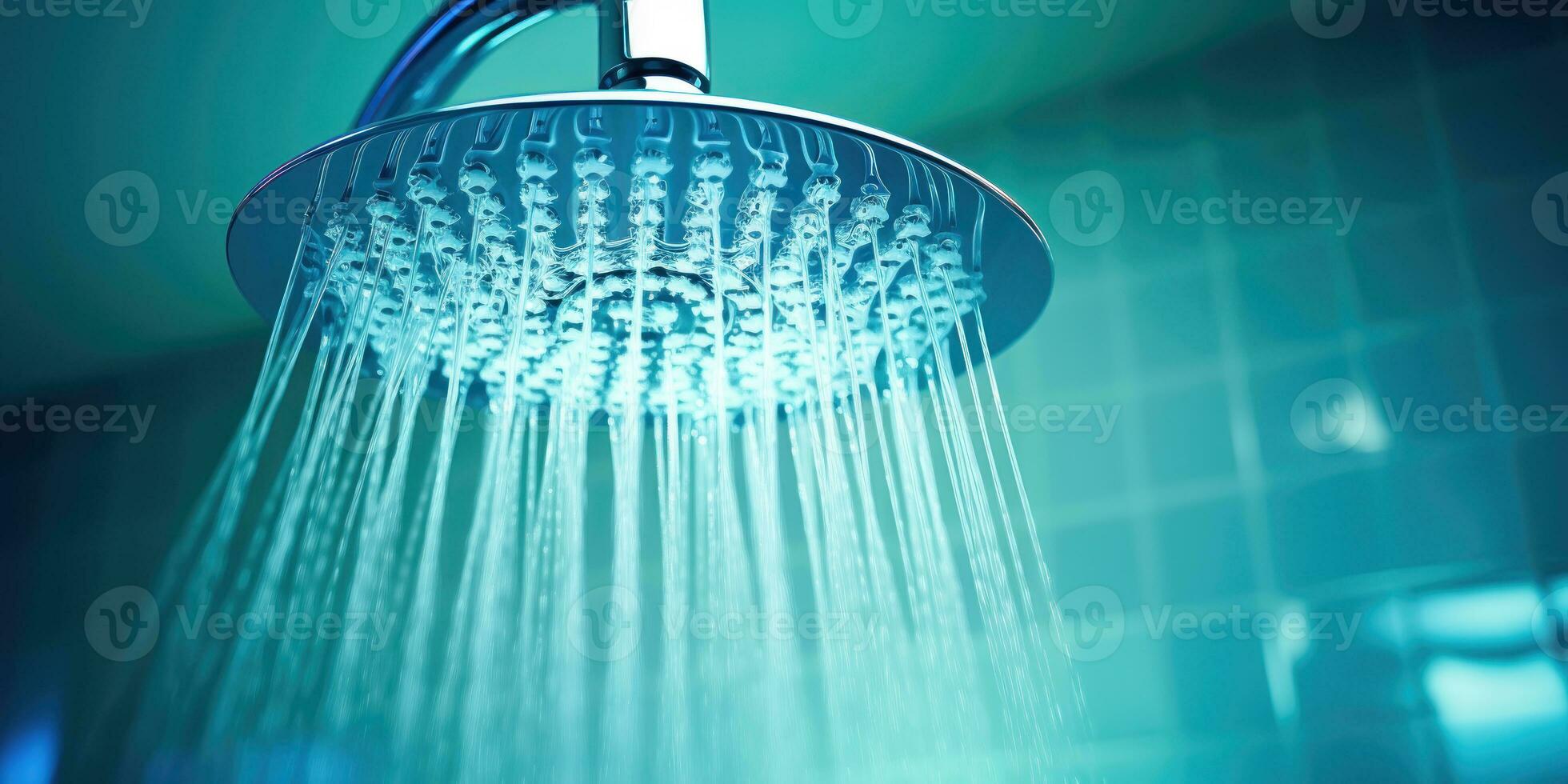 AI generated Cleanliness and Refreshment - Close-Up of Shower Head in Action - Generative AI photo