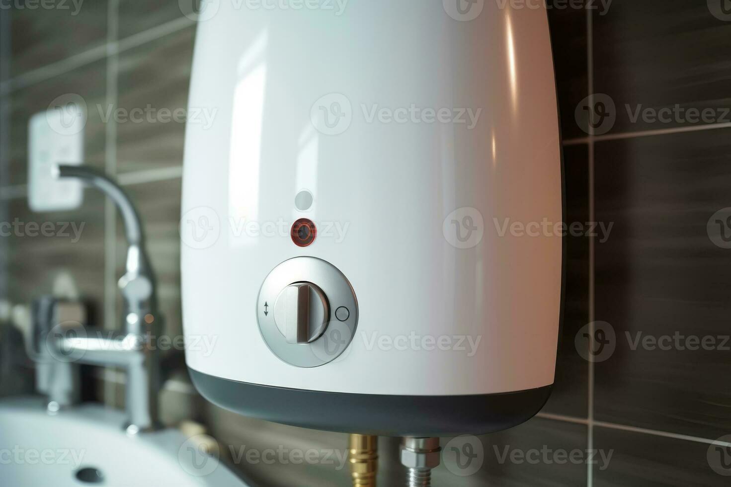 AI generated Efficient Water Heating - Close-Up of Bathroom Water Heater - Generative AI photo