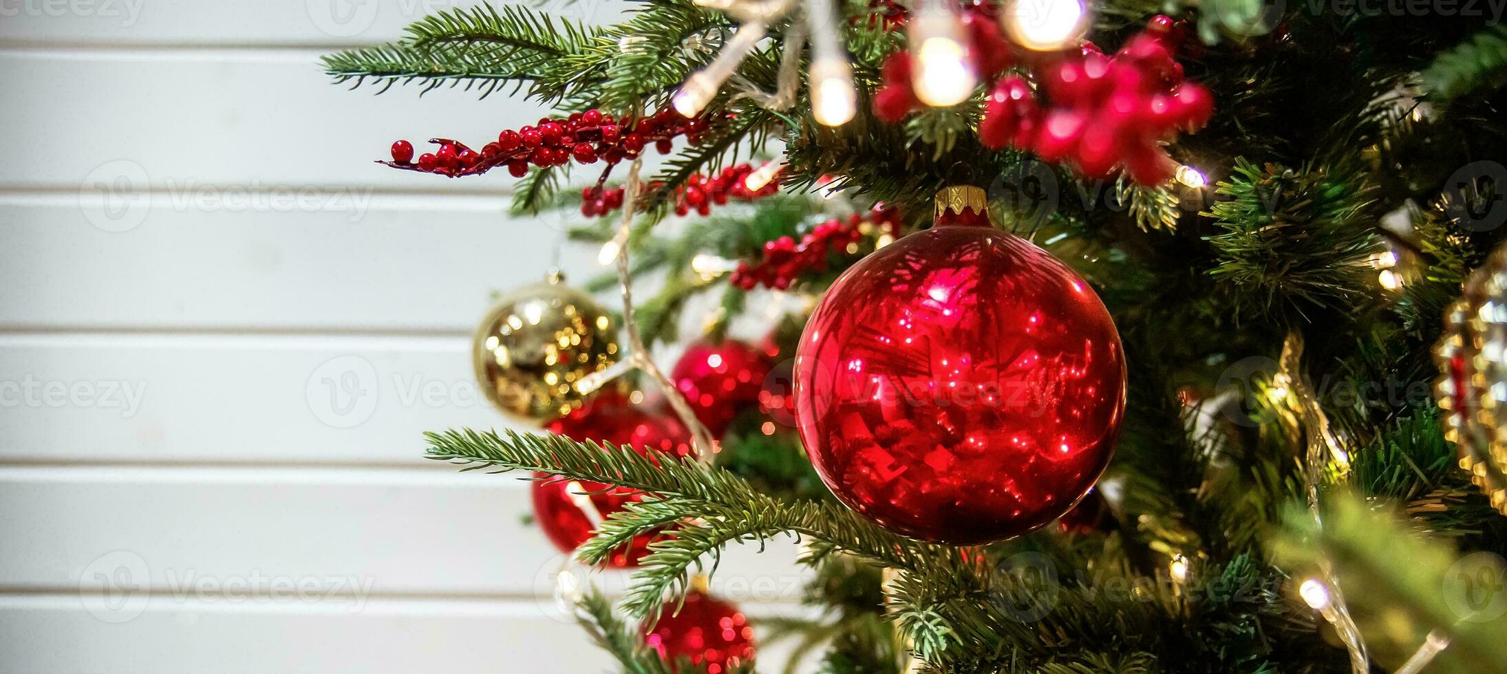 Christmas lights. Boke of blue and yellow spots. Defocused Image Of Illuminated christmas tree. Copyspace photo