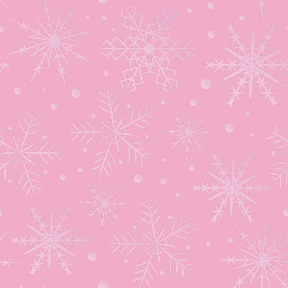 Beautiful pink seamless pattern with snowflakes vector