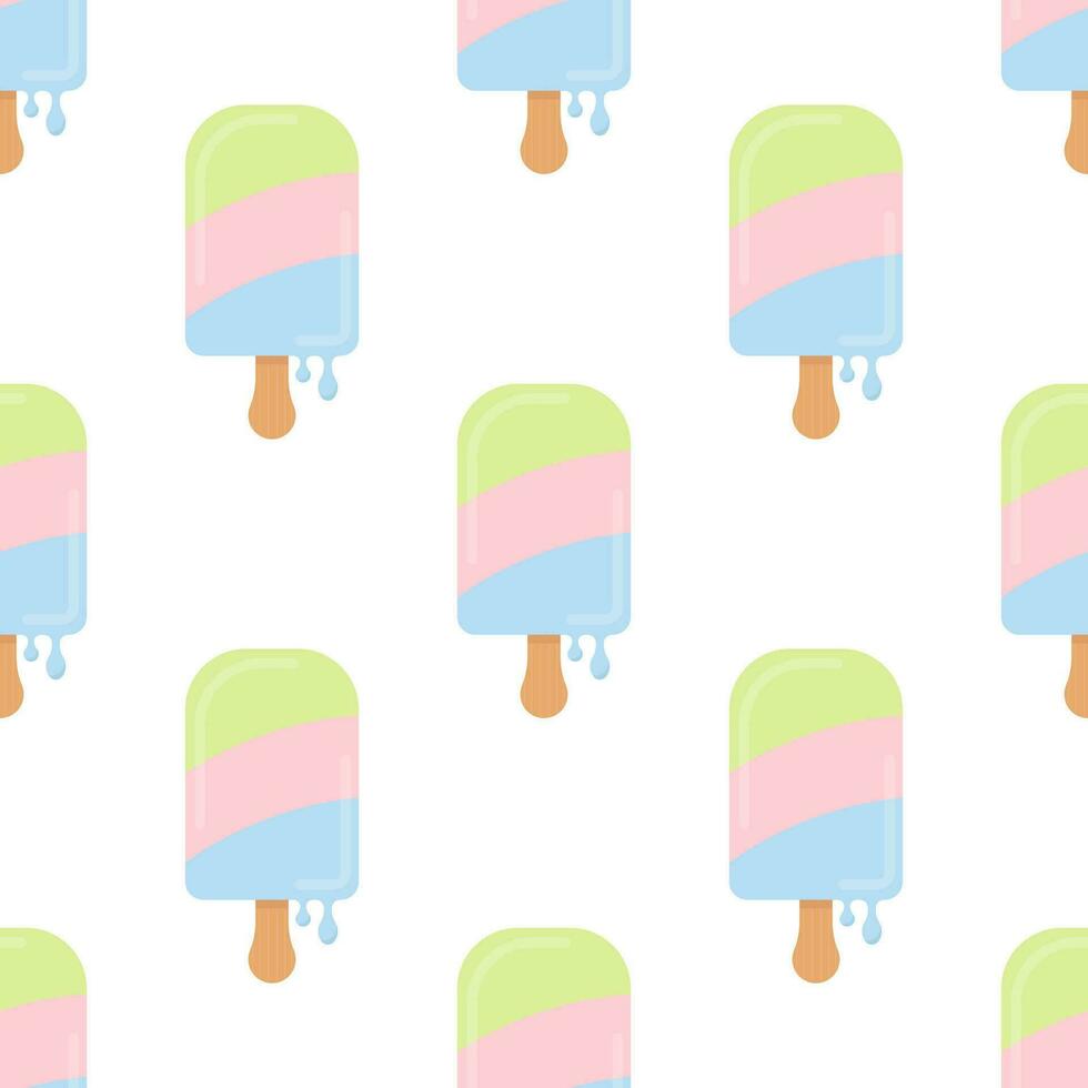 Cute seamless pattern with ice cream. Great for summer prints, posters, wrapping paper, backgrounds, wallpaper, textile, kids fashion, etc. Vector Illustration